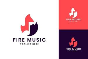 Feuer Musik Negativraum Logo Design vektor