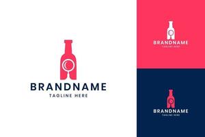 Suche Flasche Negativraum-Logo-Design vektor