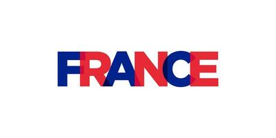 Frankreich Emblem. das Design Eigenschaften ein geometrisch Stil, Vektor Illustration mit Fett gedruckt Typografie im ein modern Schriftart. das Grafik Slogan Beschriftung.