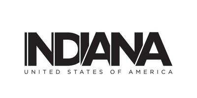 indiana, USA typografi slogan design. Amerika logotyp med grafisk stad text för skriva ut och webb. vektor