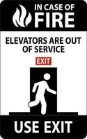 i fall av brand tecken hissar är ut av service, använda sig av utgång vektor