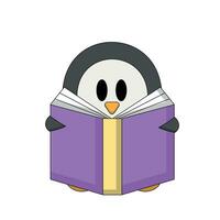 Karikatur süß Pinguin lesen Buch im Farbe vektor