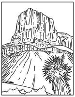 Guadalupe Mountains Nationalpark USA Mono Line Poster Art vektor
