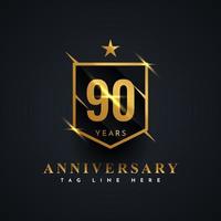 90 års jubileum emblem bagde etikett mall design vektor