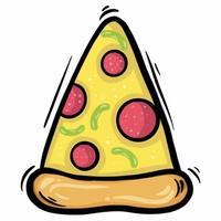 pizza skiva maskot handritad tecknad vektor illustration