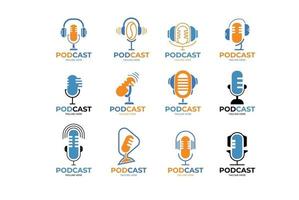 podcast logotyp samling illustration design vektor