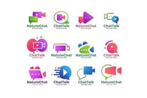 videochatt logotyp samling illustration design vektor