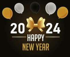 glücklich Neu Jahr 2024 Urlaub abstrakt Design Vektor Logo Symbol Illustration mit Gold Hintergrund