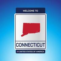 das Zeichen Vereinigte Staaten von Amerika mit Nachricht Connecticut und Karte vektor