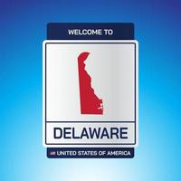 das Zeichen Vereinigte Staaten von Amerika mit Nachricht, Delaware und Karte vektor