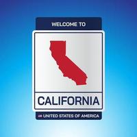 das zeichen vereinigte staaten von amerika mit nachricht, kalifornien und karte vektor