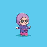 süßes muslimisches Mädchen mit Brillenvektor vektor