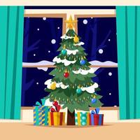Weihnachtsbaum und Weihnachtsgeschenke darunter