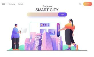 Smart City Webkonzept für Landing Page vektor