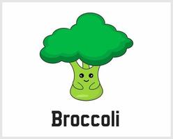 grön broccoli så söt och rolig för hälsan vektor