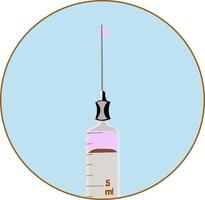 medizinisches Spritzensymbol mit rosa Medizin im Inneren. vektor