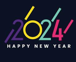 glücklich Neu Jahr 2024 abstrakt Logo Symbol Design Vektor Illustration mit schwarz Hintergrund