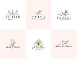 schöne florale botanische Logo-Kollektion vektor