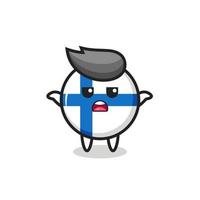 finnland flagge abzeichen maskottchen charakter sagt ich weiß es nicht vektor