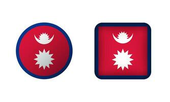 platt fyrkant och cirkel nepal flagga ikoner vektor