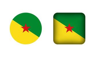 platt fyrkant och cirkel franska Guyana flagga ikoner vektor