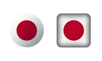 platt fyrkant och cirkel japan flagga ikoner vektor