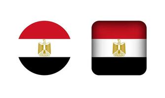 platt fyrkant och cirkel egypten flagga ikoner vektor