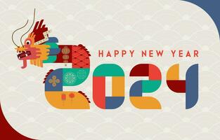 2024 Chinesisch Neu Jahr Hintergrund mit Kopf Drache.bearbeitbar Vektor Illustration zum Banner
