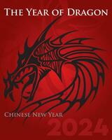 glücklich Chinesisch Neu Jahr 2024. Jahr von das Drachen Banner Vorlage Design. mit ein Hintergrund von Drachen und Blumen. vektor