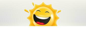süß glücklich Sonne Emoji suchen auf Du. 3d Vektor Illustration mit Kopieren Raum