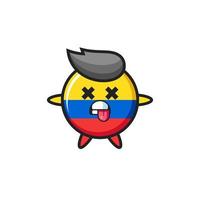 Charakter des süßen kolumbianischen Flaggenabzeichens mit toter Pose vektor