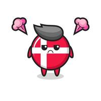verärgerter Ausdruck der niedlichen Dänemark-Flaggen-Zeichentrickfigur vektor