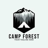 läger skog logotyp ikon design vektor illustration
