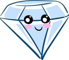blå leende diamant illustration, vektor eller Färg illustration.