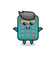 Taschenrechner-Maskottchen-Charakter, der sagt, ich weiß es nicht vektor
