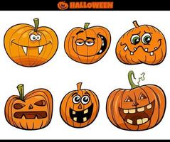 Cartoon Halloween Kürbisse oder Jack'o'Lantern Set vektor