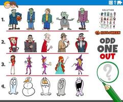 odd one out bildspel med halloween -karaktärer vektor