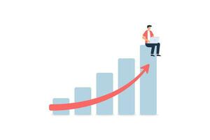 företag man Sammanträde med bärbar dator över stigande investering Diagram. vektor illustration