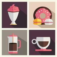 kaffe affär ikon uppsättning. platt vektor illustration.