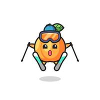 Aprikosen-Maskottchen-Charakter als Skispieler vektor