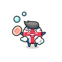 Förenade kungarikets flaggmärke karaktär badar medan du håller tvål vektor