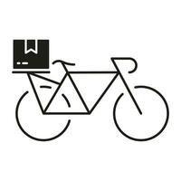 schnell Sendung Silhouette Symbol. Fahrrad Lieferung Bedienung Glyphe Piktogramm. Fahrrad Versand solide unterzeichnen. ausdrücken Post- Transport Symbol. Lebensmittelgeschäft Lieferung zu heim. isoliert Vektor Illustration.