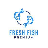 Linie frisch Fisch gerundet Logo Design Konzept Vektor Illustration Symbol Symbol