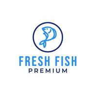 Linie frisch Fisch gerundet Logo Design Konzept Vektor Illustration Symbol Symbol