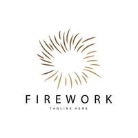 Feuerwerk Logo, einfach Linie Modell- Design Neu Jahr Feier Tag Illustration, Vorlage Vektor