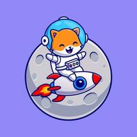 süß Astronaut Katze Reiten Rakete Karikatur Vektor Symbol Illustration. Tier Wissenschaft Symbol Konzept isoliert Prämie Vektor. eben Karikatur Stil