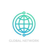globales Netzwerksymbol auf weiß vektor