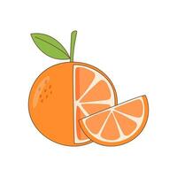 orange frukt hela och en skiva vektor