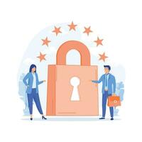 Allgemeines Privatsphäre. das europäisch Kommission stärkt und vereint das Schutz von persönlich Daten, eben Vektor modern Illustration