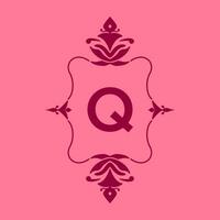 Brief q klassisch Schönheit Jahrgang Initiale Vektor Logo Rahmen Design